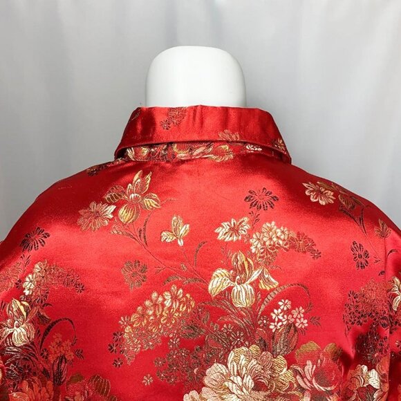 VINTAGE R & K Evening Red Silk Embroidered “Smoking Jacket" - Picture 5 of 7